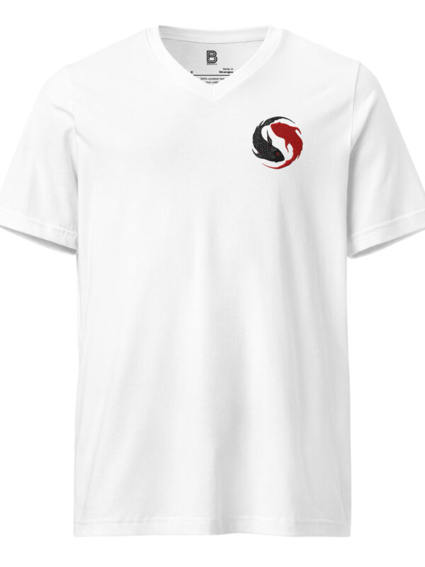 Japanese "YinYang" Embroided Front - "Rebel" Printed Back | Men Short Sleeve V-Neck T-Shirt